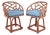 Pair of Rattan Fretwork Low Stools For Sale