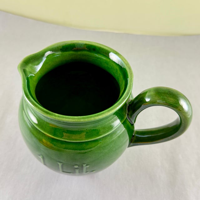 Italian Vintage Green Pottery One Liter Pitcher For Sale In Philadelphia - Image 6 of 7