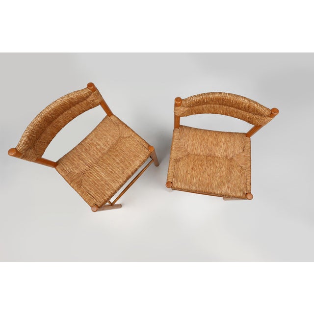 Wood Set of Dordogne Straw Chairs by Robert Sentou and Charlotte Perriand, 1960s For Sale - Image 7 of 12