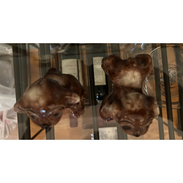 Pair of Lichten Ware Ceramic Brown Dogs Vintage 1940s. For Sale - Image 4 of 5