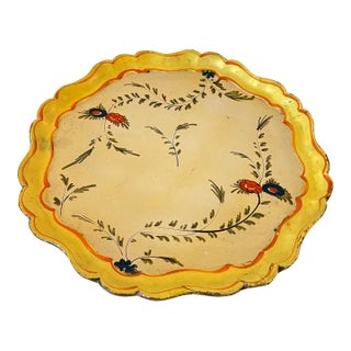Florentine Paper Mache Tray With Floral Details For Sale