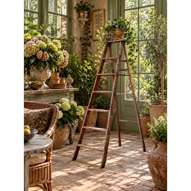 Hang textiles and towels, or use as shelf, this old painter's ladder has great character to add to a room. The old wood...