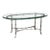Gorgeous Oval Steel and Glass Maison Bagues Style Faux Bamboo Coffee Table For Sale