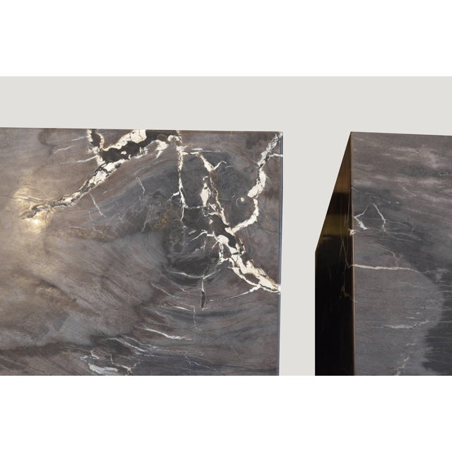 Charcoal Andrianna Shamaris Petrified Wood Log Bench For Sale - Image 8 of 18
