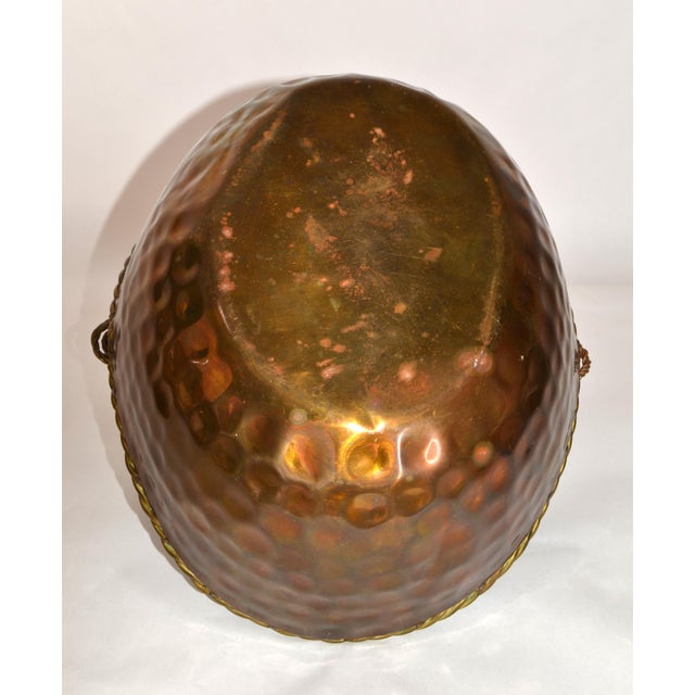 50s Ramon Ramirez Style Arts & Crafts Heavy Brass Basket Planter Hammered Patina For Sale - Image 10 of 14