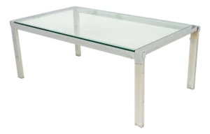 Modern Glass Top Chrome Dining Table