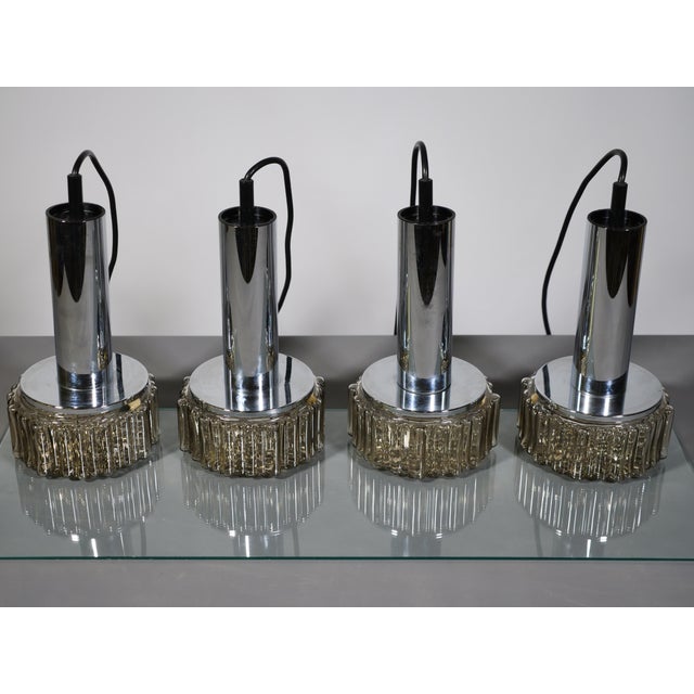 Space Age Pendant Lamps in Bubble Glass and Chrome from Staff Leuchten, 1970s, Set of 4 For Sale - Image 14 of 14