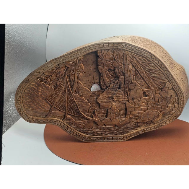 Wood Vintage Carved Bas-Relief Double-Sided Story Board, Palau, 1950s For Sale - Image 7 of 12