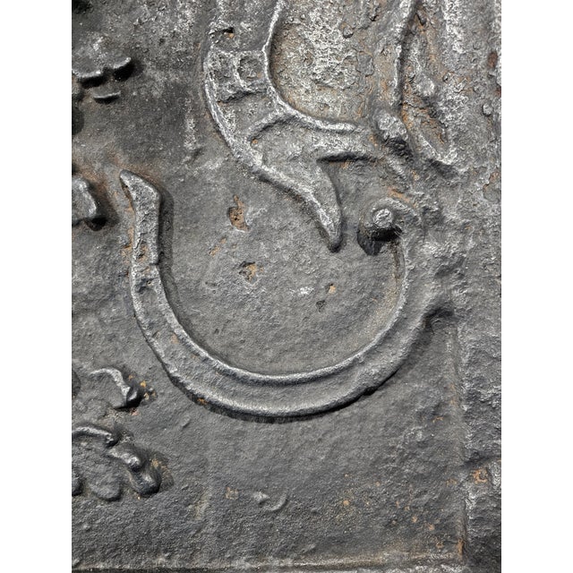 17th Century Antique 17th Century Large Charles Rex Cast Iron Fireback Oak Tree King Charles II For Sale - Image 5 of 10
