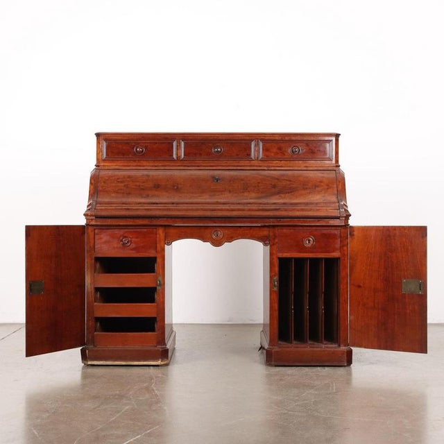 Antique Writing Desk in Mahogany and Oak For Sale - Image 3 of 15