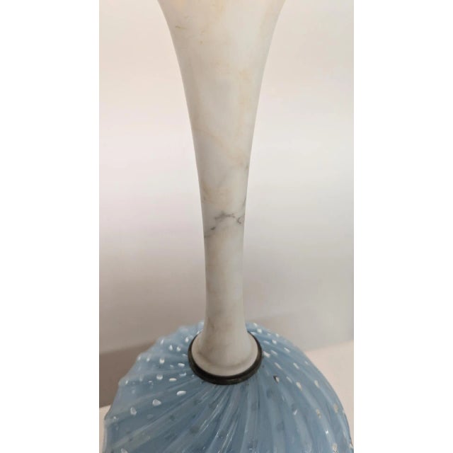 1950s Vintage Balboa 1950’s Venetian Glass Aqua Blue Lamp, Hand Made in Italy For Sale - Image 5 of 12