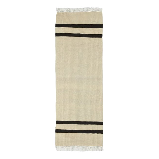 Beige Striped Hemp Runner Rug For Sale