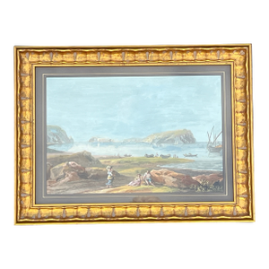 19th Century Neopolitan Italian Gouache Painting of Bay of Naples