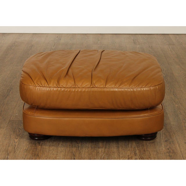 Classic Leather Brown Leather Ottoman For Sale - Image 12 of 12