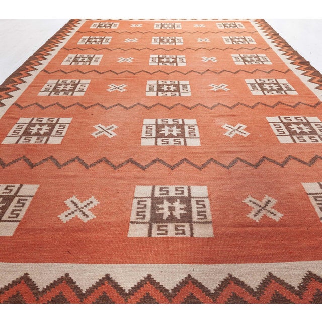 Textile Doris Leslie Blau Vintage Swedish Flat Woven Rug For Sale - Image 7 of 8