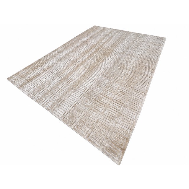 Rh Rajouri Silk & Wool Rug – 9' × 12' Sand | Hand-Knotted Silk & Wool | Hand-Carved | Made in Nepal For Sale - Image 9 of 18