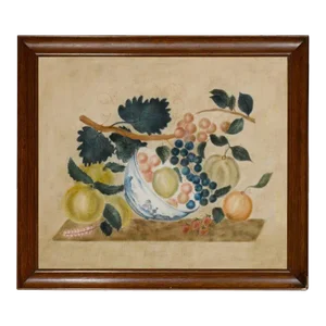 Theorem of Fruit in a Porcelain Bowl, American School, Circa 1860