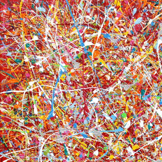 Fiesta (Red) - Abstract Color Drenched Expressionist Textural Drip Painting by Marc Raphael For Sale In Los Angeles - Image 6 of 9