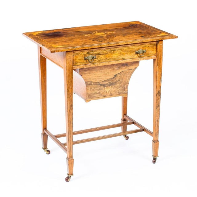 Edwardian Inlaid Workbox Side Table, 19th Century For Sale - Image 16 of 17