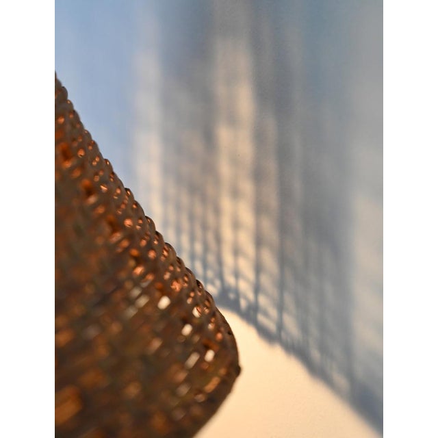 Brown Piano Lamp with Lampshade in Rattan, 1960s For Sale - Image 8 of 12