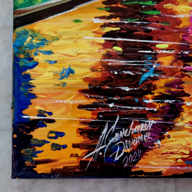Textile Impressionist Original Oil on Canvas Painting #3 For Sale - Image 7 of 9