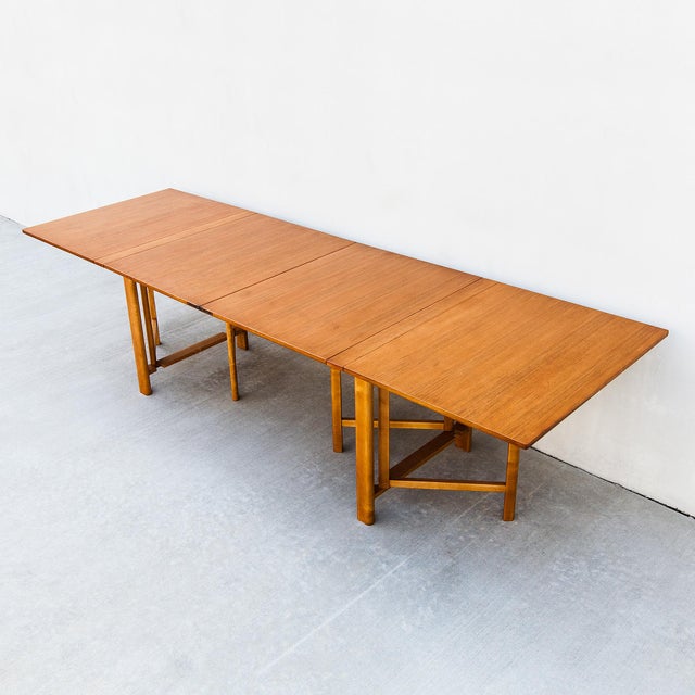 Signed Bruno Mathsson "Maria" Folding Flap Teak Expandable Dining Table, 1960s For Sale - Image 13 of 18