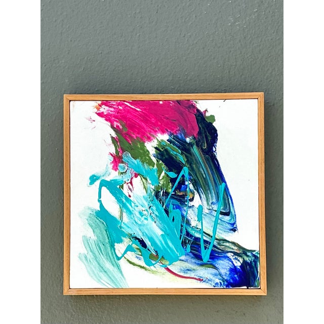 Late 20th Century Vintage Original Abstract Oil Painting on Canvas For Sale - Image 5 of 12