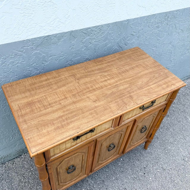 Boho Chic Faux Bamboo and Wicker Sideboard by Broyhill For Sale In West Palm - Image 6 of 11
