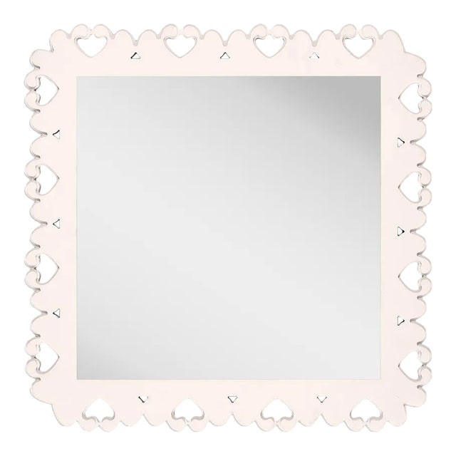 Fleur Home Garden District Satsuma Square Mirror in Frosted Petal, 48x48 For Sale