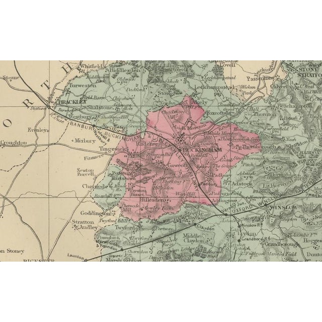 Antique Map of Buckinghamshire, 1885 For Sale - Image 4 of 14