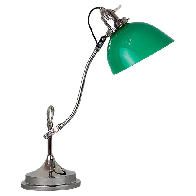 Art Deco Swivel Nickel & Glass Table Lamp, 1920s For Sale