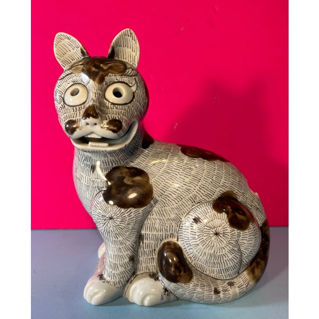 White Rockefeller Collection Mottahedeh Porcelain Cat For Sale - Image 8 of 12