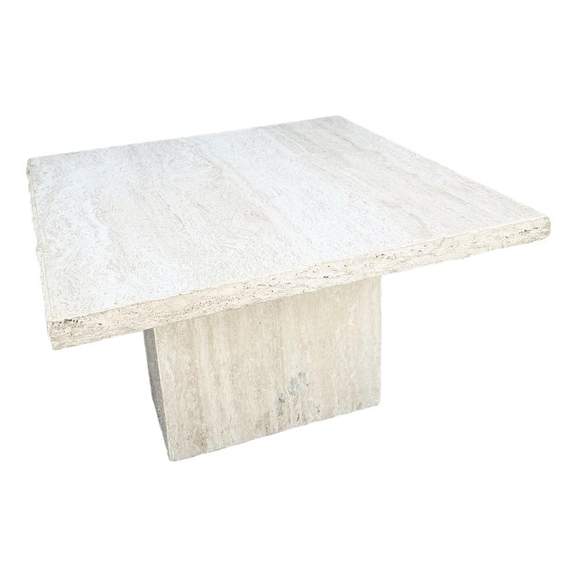 Vintage Italian Travertine Square Top Dining Table For Sale