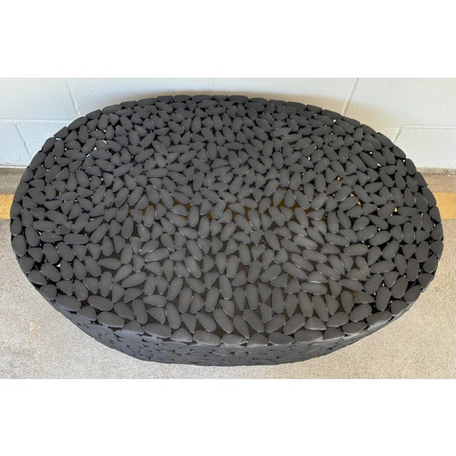 Original retail $1152, stylish Organic Modern Black Metal Indoor/Outdoor Rivington Coffee Table, showroom floor sample