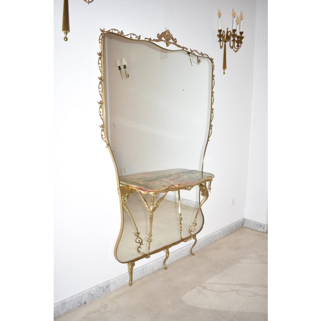 Hollywood Regency Italian Mirrored Console in Style of Hollywood Regency, 1950s For Sale - Image 3 of 12