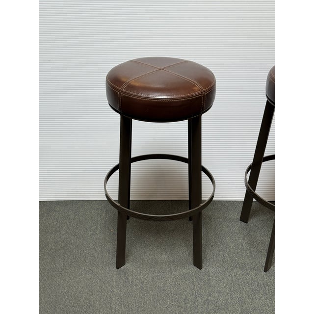 Brown Berman Rosetti Bon Bon Swivel Barstools, Pair For Sale - Image 8 of 12