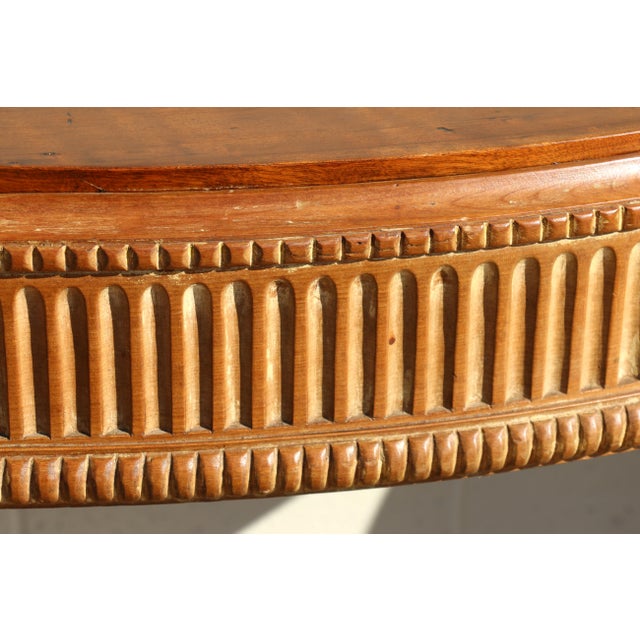 Antique 1920s Neoclassical Carved Fruitwood Demi-Lune Console Tables - Pair For Sale In Los Angeles - Image 6 of 18