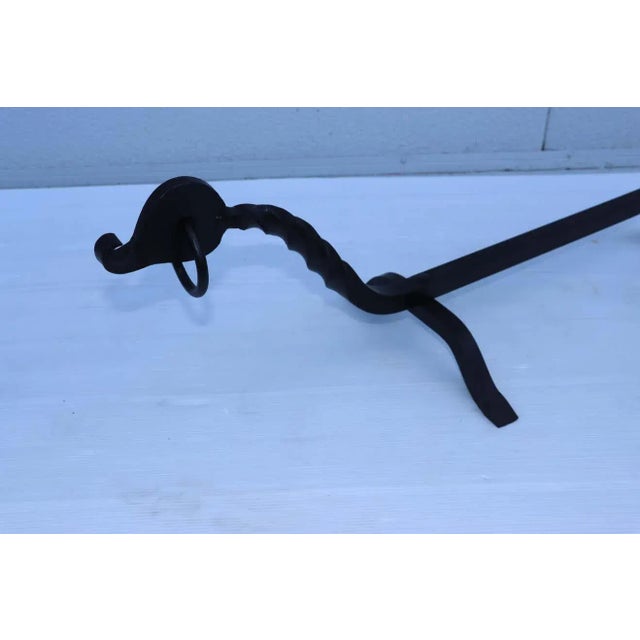 Metal Large 1940's Solid Iron Andirons - A Pair For Sale - Image 7 of 10