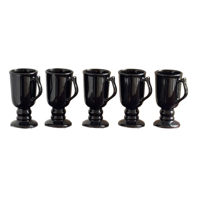 Mid-20th Century Hall China Pedestal Mugs - Set of 5 For Sale