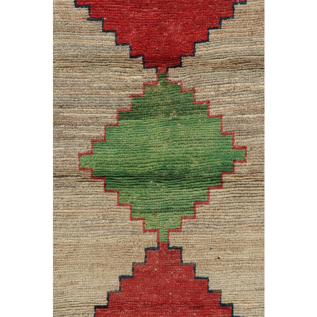 1950s Vintage Persian Tribal Runner in Beige With Green and Red Medallions by Rug & Kilim For Sale In New York - Image 6 of 8