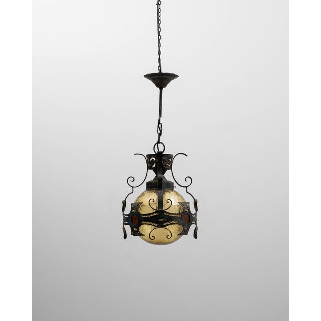 20th Century Brutalist Dutch Hammered Iron Pendant Lamp For Sale - Image 16 of 18