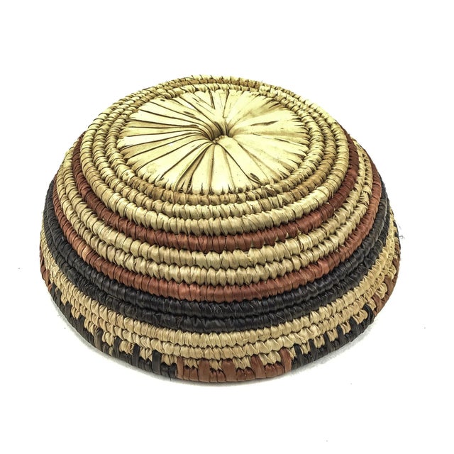 Artisan Vintage Fiber Rush Woven Basket For Sale - Image 9 of 10
