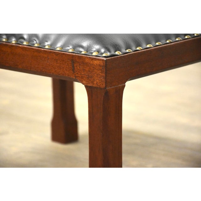 1960s Mahogany and Black Vinyl Ottoman For Sale In Boston - Image 6 of 7