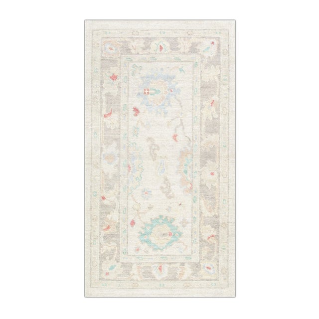 Beige Beige Multicolor Handwoven Turkish Oushak Rug 2'9" X 5' For Sale - Image 8 of 8