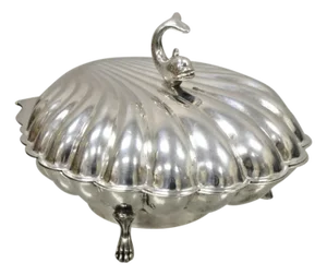 Vintage Eton Dolphin Handle Clam Shell Silver Plated Electrified Serving Warmer