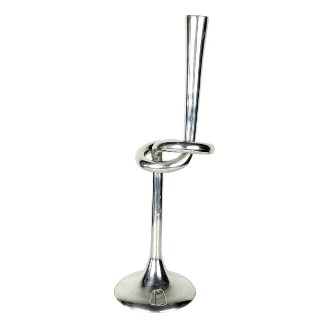 Large Italian Aluminum Brutalist Candlestick, 1970s For Sale
