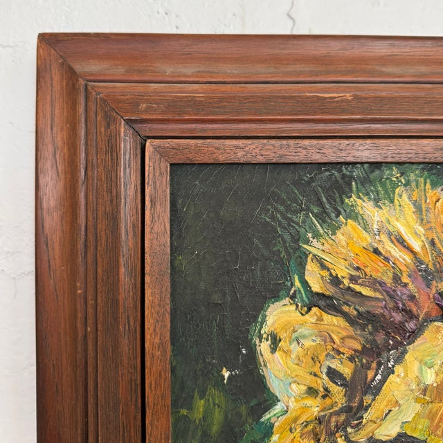 1970s Framed Impressionist Lion in the Wild Painting by Noparat Livisddhi For Sale - Image 10 of 10