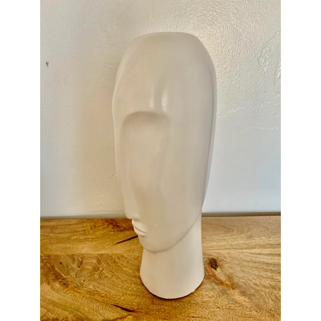 Figurative Vintage Elongated White Ceramic Head Figure For Sale - Image 3 of 6