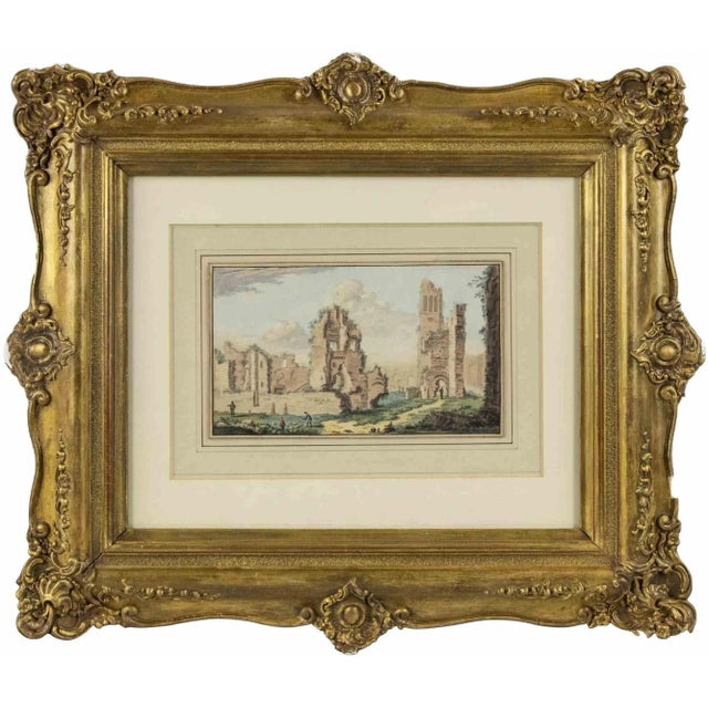 Ancient Ruins is an original old master artwork realized by Abraham Rademaker (1677-1735) in 18th Century Wonderful...