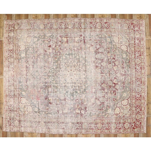 Antique Persian Tabriz Rug - 11'11 x 14'09 For Sale - Image 9 of 10
